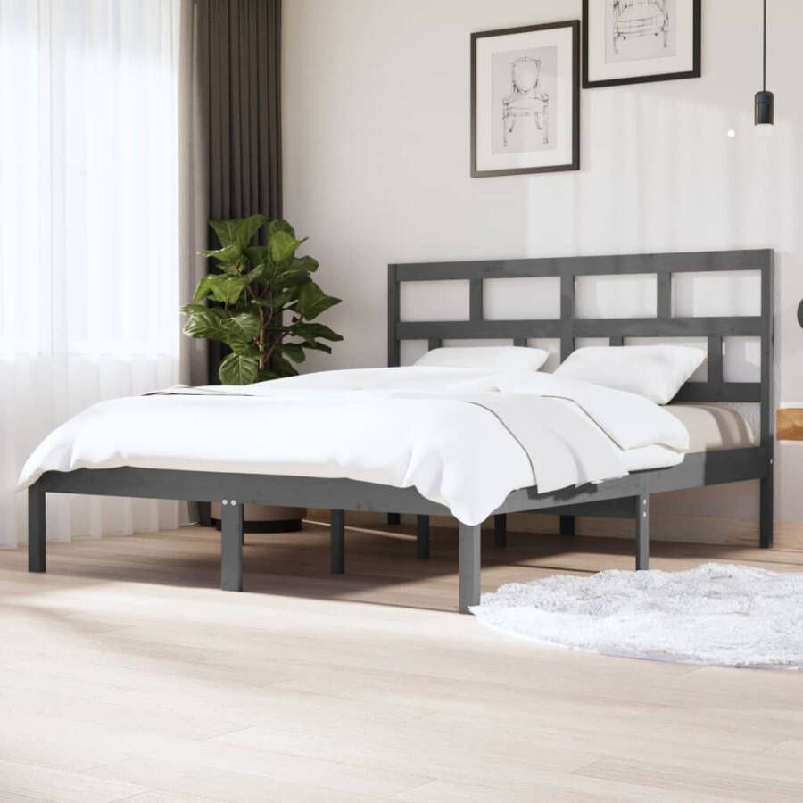 VidaXL -Bedframe-massief-hout-grijs-180x200-cm-6FT-Super-King - Foto 2