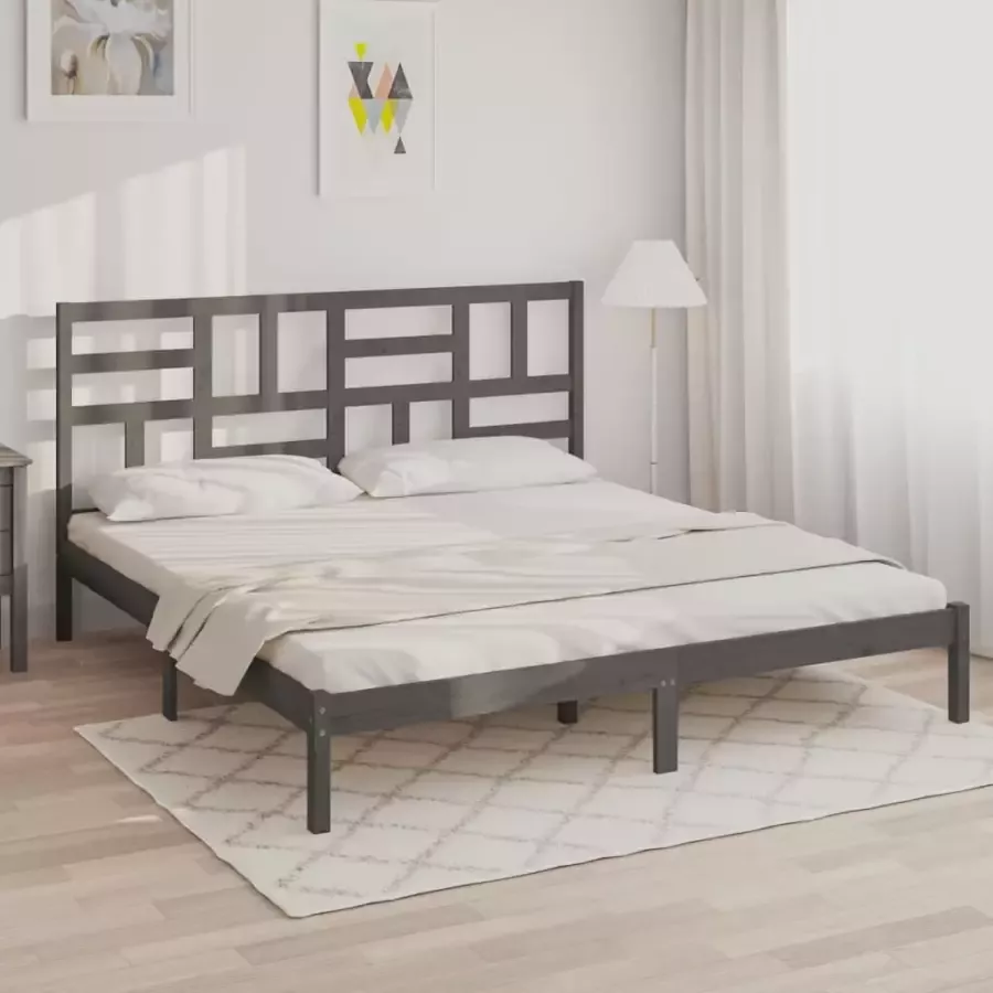 VidaXL -Bedframe-massief-hout-grijs-180x200-cm-6FT-Super-King - Foto 2