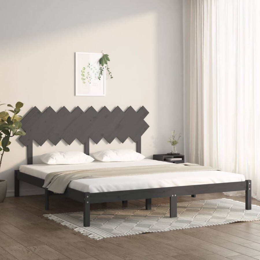 VidaXL -Bedframe-massief-hout-grijs-180x200-cm-6FT-Super-King - Foto 2