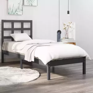 VIDAXL Bedframe massief hout grijs 75x190 cm 2FT6 Small Single