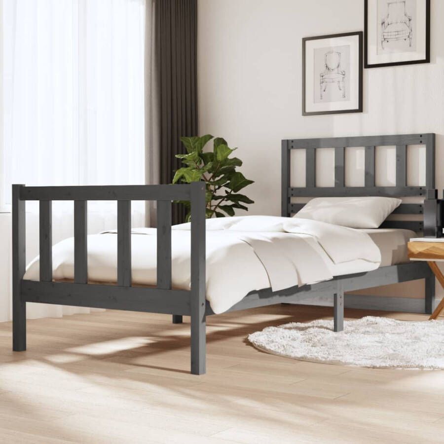 VidaXL -Bedframe-massief-hout-grijs-90x200-cm - Foto 2