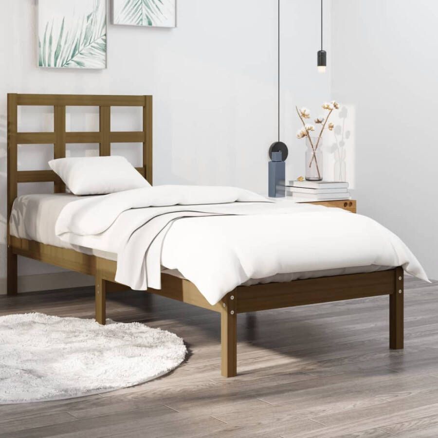 VidaXL -Bedframe-massief-hout-honingbruin-100x200-cm - Foto 1