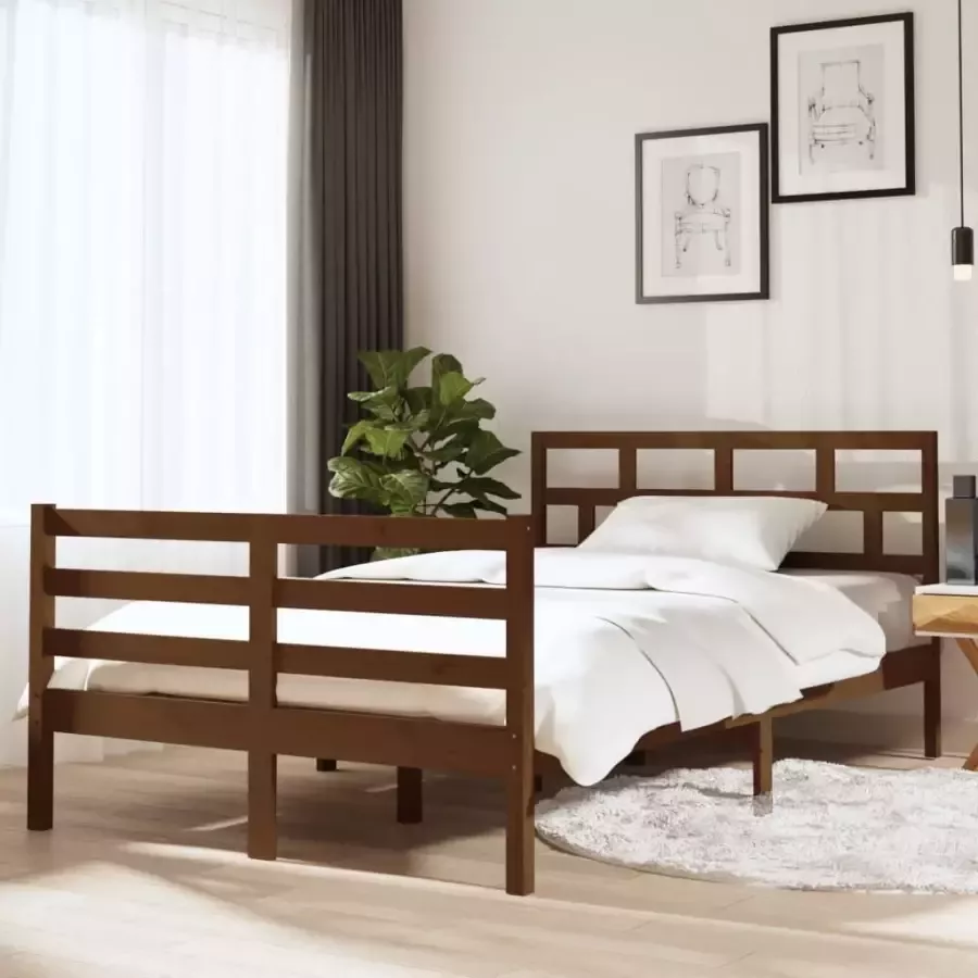 VIDAXL Bedframe massief hout honingbruin 120x190 cm 4FT Small Double