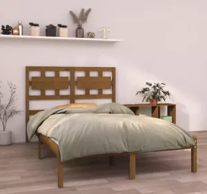 VIDAXL Bedframe massief hout honingbruin 120x190 cm 4FT Small Double