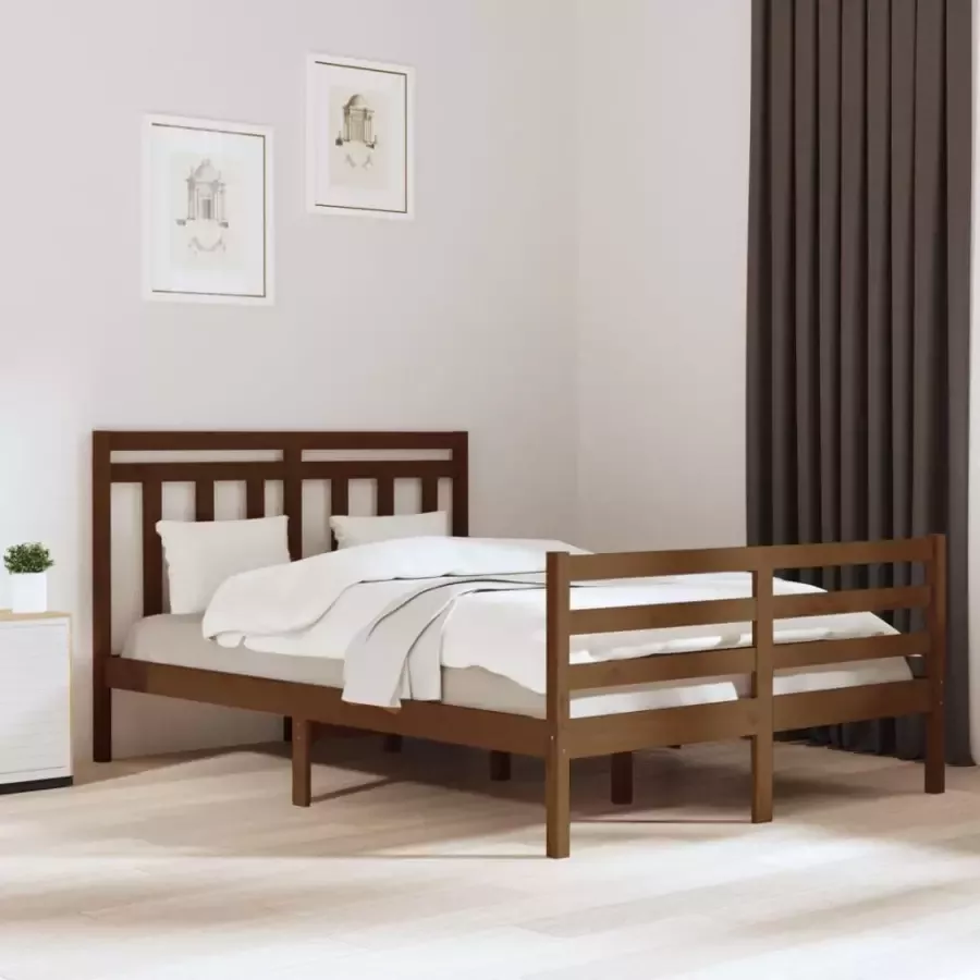 VIDAXL Bedframe massief hout honingbruin 140x190 cm - Foto 9