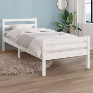 VIDAXL Bedframe massief hout wit 100x200 cm