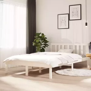 VIDAXL Bedframe massief hout wit 120x200 cm