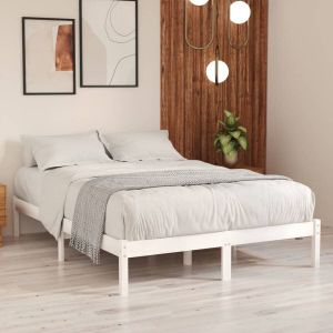VidaXL -Bedframe-massief-hout-wit-150x200-cm-5FT-King-Size