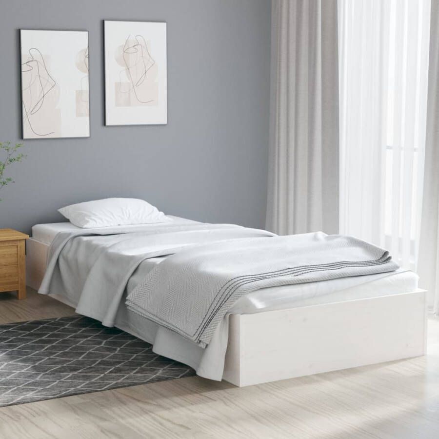 VidaXL -Bedframe-massief-hout-wit-90x190-cm-3FT-Single - Foto 1