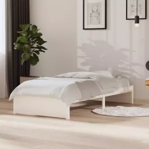 VIDAXL Bedframe massief hout wit 90x190 cm 3FT Single