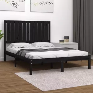 VIDAXL Bedframe massief hout zwart 120x190 cm 4FT Small Double