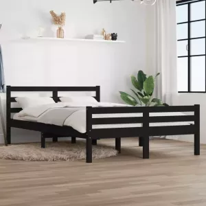 VIDAXL Bedframe massief hout zwart 150x200 cm 5FT King Size
