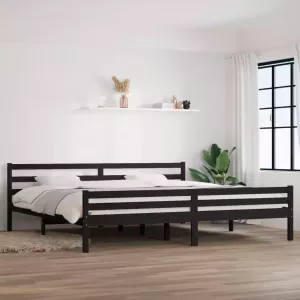 VIDAXL Bedframe massief hout zwart 200x200 cm