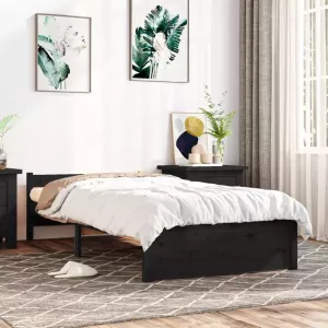 VIDAXL Bedframe massief hout zwart 90x200 cm