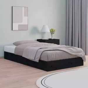 VIDAXL Bedframe massief hout zwart 90x200 cm