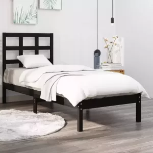 VIDAXL Bedframe massief hout zwart 90x200 cm