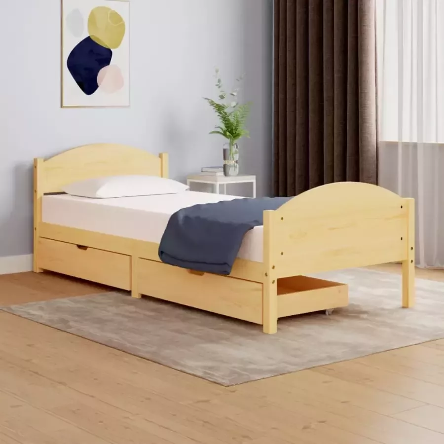 VidaXL Bedframe met 2 lades massief grenenhout 100x200 cm