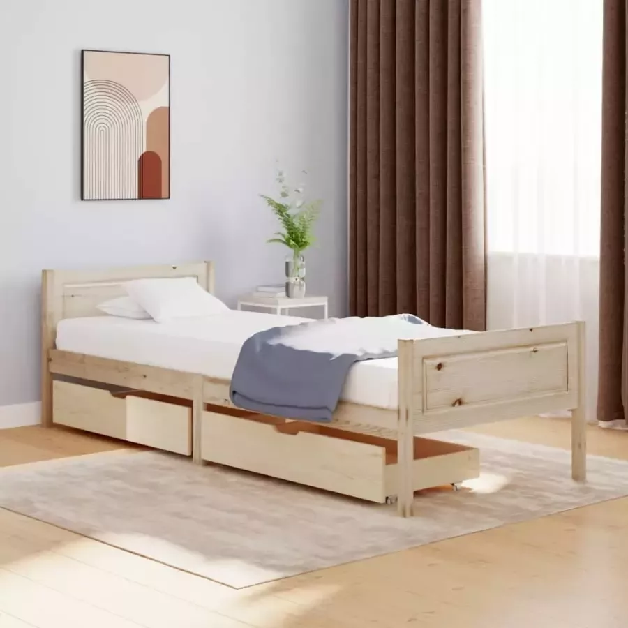 VIDAXL Bedframe met 2 lades massief grenenhout 100x200 cm