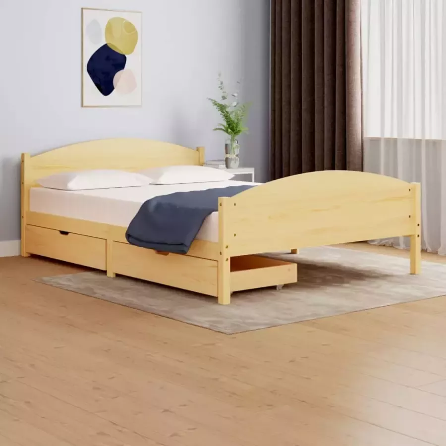 VidaXL Bedframe met 2 lades massief grenenhout 140x200 cm