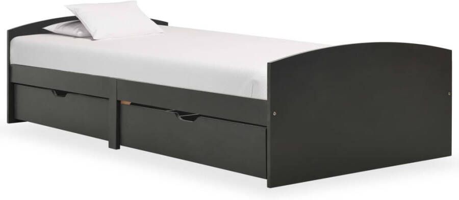 VidaXL Bedframe met 2 lades massief grenenhout grijs 90x200 cm