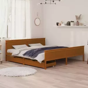 VIDAXL Bedframe met 2 lades massief grenenhout honingbruin 180x200 cm