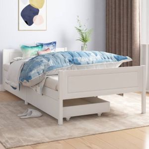 VIDAXL Bedframe met 2 lades massief grenenhout wit 100x200 cm