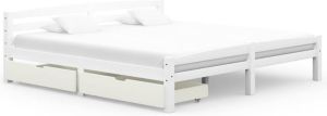 VIDAXL Bedframe met 2 lades massief grenenhout wit 200x200 cm