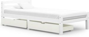 VIDAXL Bedframe met 2 lades massief grenenhout wit 90x200 cm