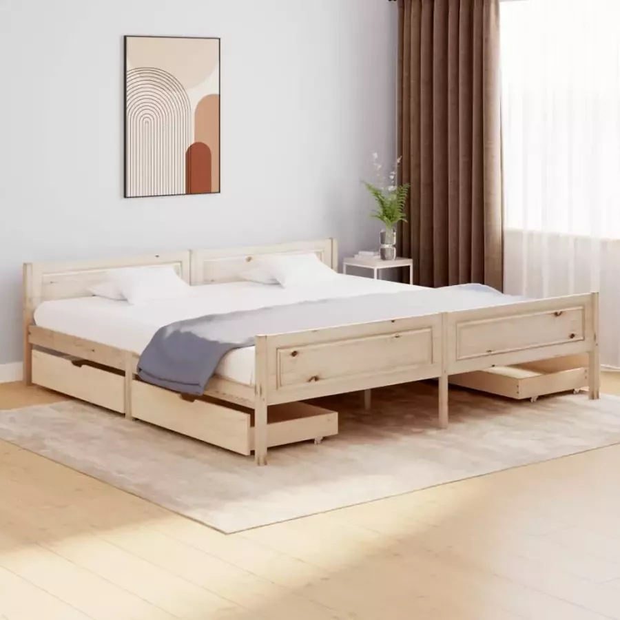 VidaXL Bedframe met 4 lades massief grenenhout 180x200 cm