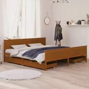 VIDAXL Bedframe met 4 lades massief grenenhout honingbruin 180x200 cm