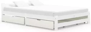 VIDAXL Bedframe met 4 lades massief grenenhout wit 140x200 cm