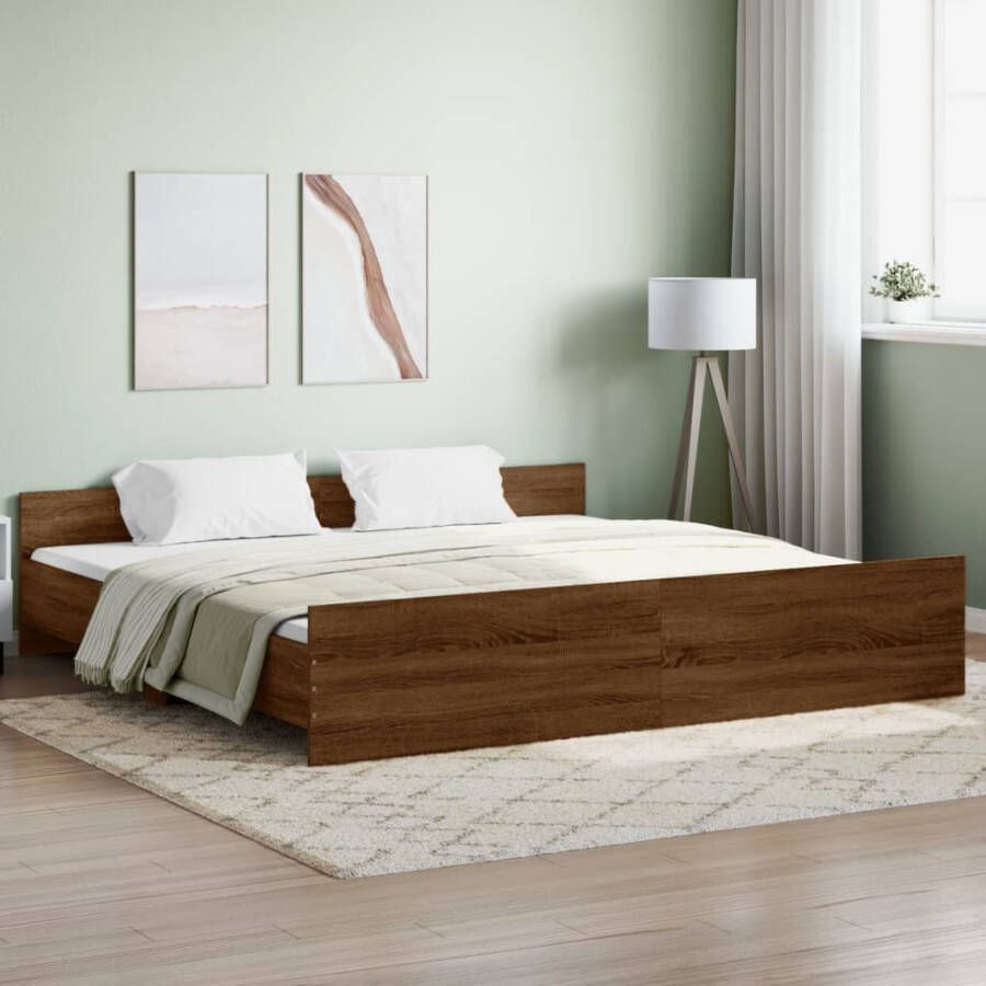VidaXL -Bedframe-met-hoofd--en-voeteneinde-bruineikenkleurig-180x200-cm - Foto 2