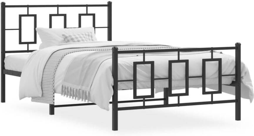 VidaXL -Bedframe-met-hoofd--en-voeteneinde-metaal-zwart-107x203-cm - Foto 10