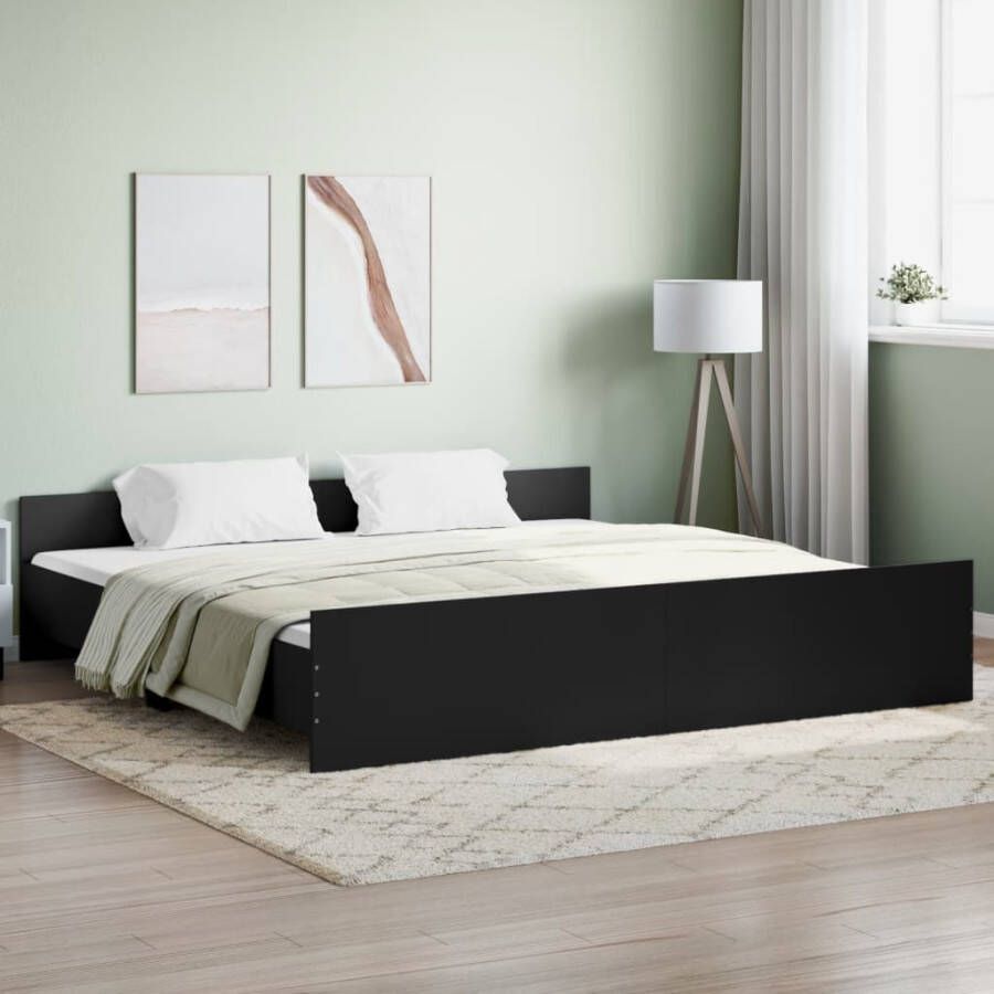 VidaXL -Bedframe-met-hoofd--en-voeteneinde-zwart-180x200-cm