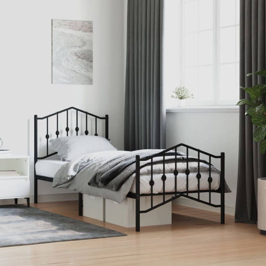 VidaXL Bedframe met hoofd- en voeteneindeÂ metaal zwart 80x200 cm - Foto 8