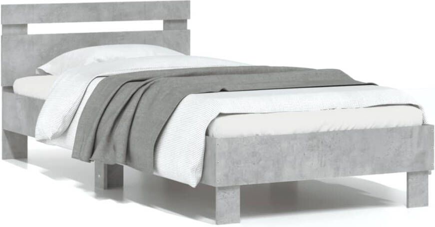 VidaXL -Bedframe-met-hoofdbord-bewerkt-hout-betongrijs-75x190-cm - Foto 6