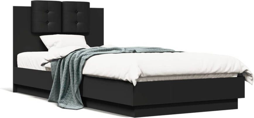 VidaXL -Bedframe-met-hoofdbord-bewerkt-hout-zwart-100x200-cm
