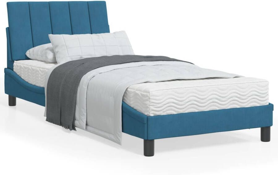 VidaXL Bedframe zonder matras Hanko fluweel blauw 90x200 cm - Foto 2