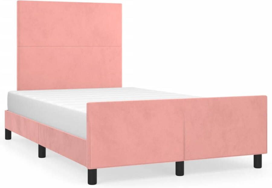 VIDAXL Bedframe met hoofdbord fluweel roze 120x190 cm - Foto 2