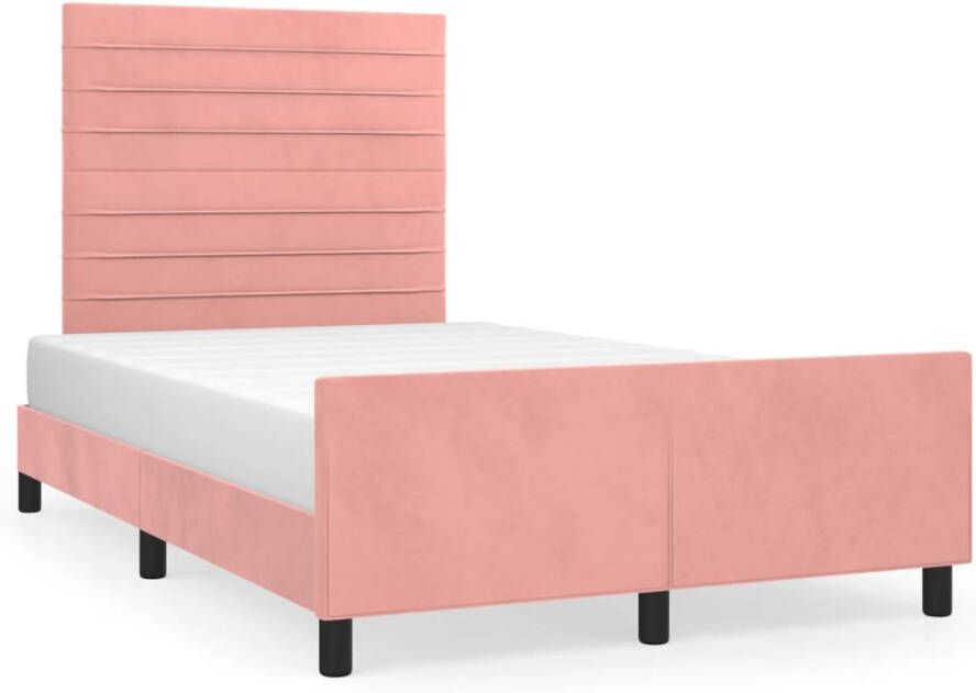 VidaXL -Bedframe-met-hoofdbord-fluweel-roze-120x190-cm
