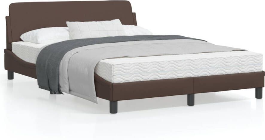 VidaXL -Bedframe-met-hoofdbord-kunstleer-bruin-140x190-cm - Foto 3