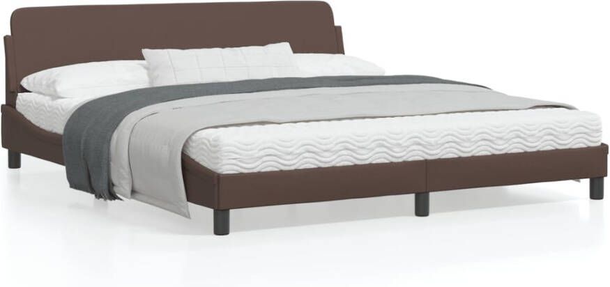 VidaXL -Bedframe-met-hoofdbord-kunstleer-bruin-180x200-cm - Foto 3