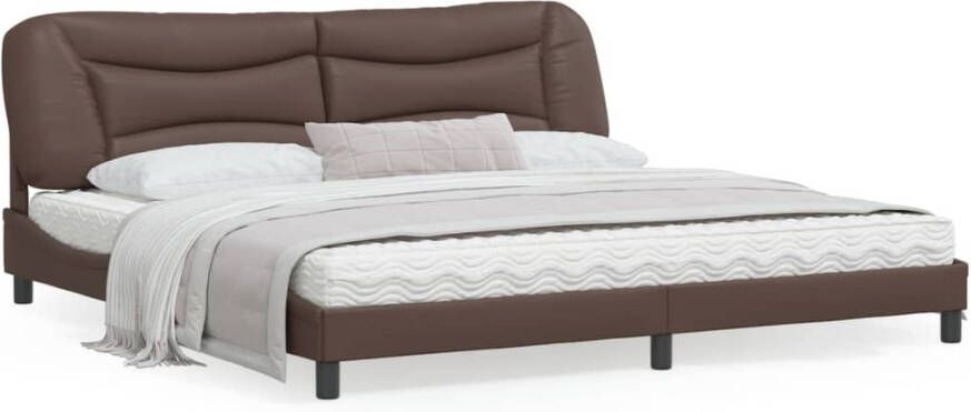 VidaXL -Bedframe-met-hoofdbord-kunstleer-bruin-200x200-cm - Foto 4