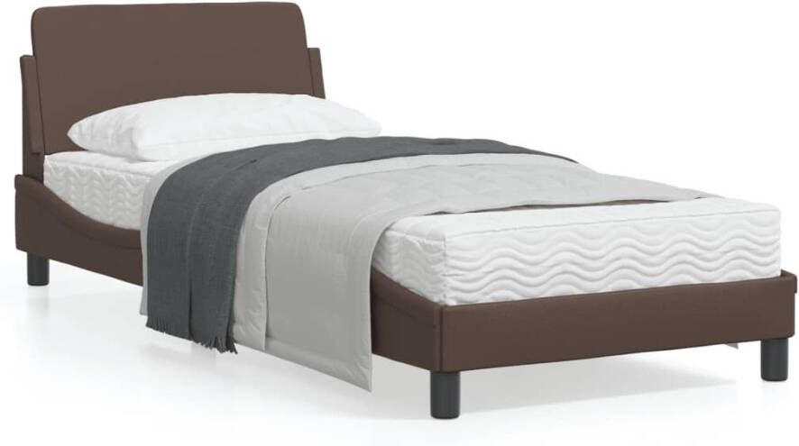 VidaXL -Bedframe-met-hoofdbord-kunstleer-bruin-90x190-cm - Foto 3