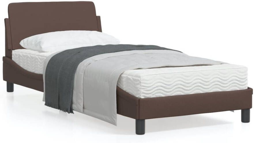 VidaXL -Bedframe-met-hoofdbord-kunstleer-bruin-90x200-cm
