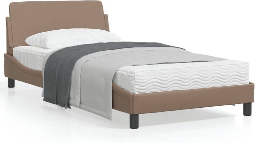 VidaXL -Bedframe-met-hoofdbord-kunstleer-cappuccinokleurig-100x200-cm - Foto 3