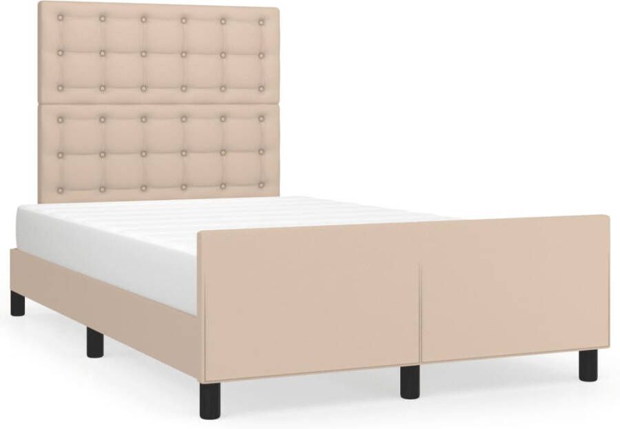 VidaXL -Bedframe-met-hoofdbord-kunstleer-cappuccinokleurig-120x190-cm