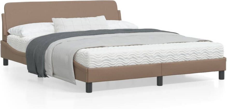 VidaXL -Bedframe-met-hoofdbord-kunstleer-cappuccinokleurig-160x200-cm - Foto 4