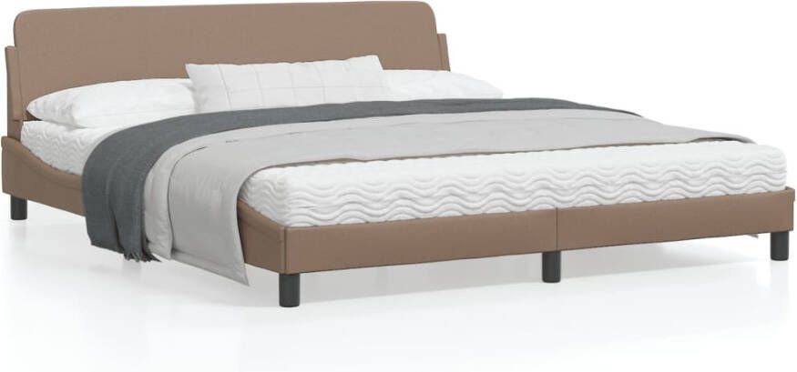 VidaXL -Bedframe-met-hoofdbord-kunstleer-cappuccinokleurig-180x200-cm - Foto 3