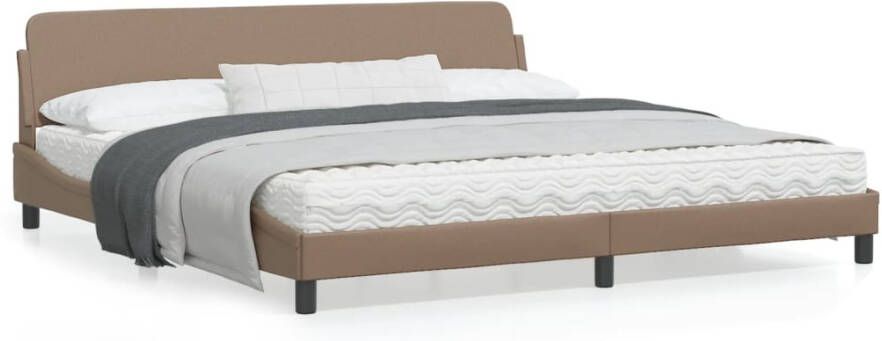 VidaXL -Bedframe-met-hoofdbord-kunstleer-cappuccinokleurig-200x200-cm - Foto 3